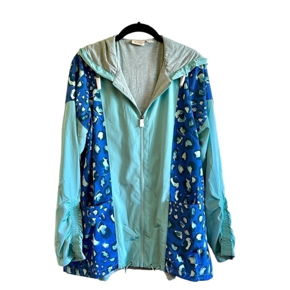 LOGO BY LORI GOLDSTEIN, NWOT, OVERSIZED, TEAL, HOODED NYLON JACKET. SIZE XS - Picture 3 of 10